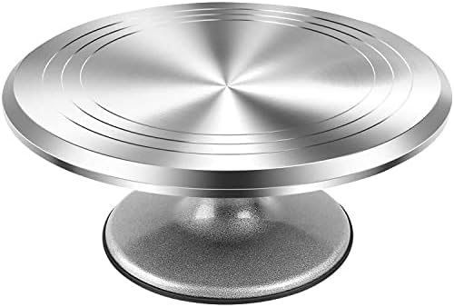 RFAQK 12 Inch Aluminum Alloy Revolving Cake Stand, Cake Turntable for Decorating Rotating Cake Stand for Cupcakes, Pastries and Cake Decorations