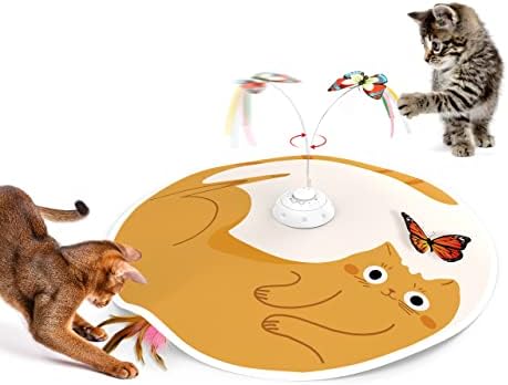 Potaroma Cat Toys Chargeable, 3in1 Hide and Seek for Kittens, Automatic Interactive Play, Fluttering Butterfly, Moving Feather Wand, Indoor Kitty Exercise 22.8 Inches Cover for All Breeds