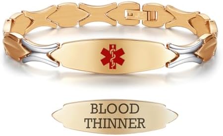 LinnaLove 7 1/2 inch Medical Alert Bracelets for women Stainless Steel Fashion Medical Bracelets Personalized Engraving