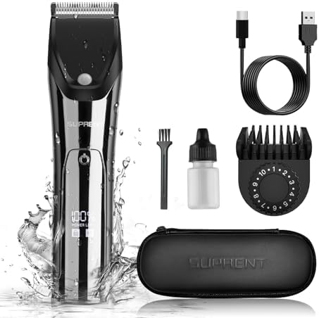 SUPRENT IPX7 Waterproof Body Trimmer for Men & Women, Ceramic Blade, 90 Mins Battery Life, Bikini Trimmer, Adjustable Guard, PubicSafe™ Tech