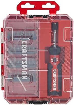 CRAFTSMAN Torque Screwdriver Set with Storage, 1" Phillips, Slotted, Hex, Torx and Square Screwdriving Bits, 29 Piece (CMHT68130)