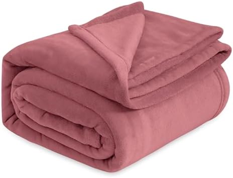 Bedsure Fleece Bed Blankets Queen Size Rose Pink - Soft Lightweight Plush Fuzzy Cozy Luxury Blanket Microfiber, 90x90 inches