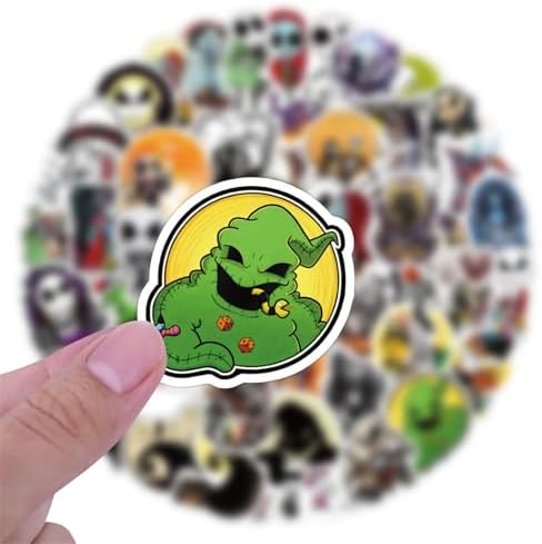 60Pcs The Nightmare Before Christmas Stickers for Kids Stickers Cute Gifts for Girls Boys Halloween Sticker for Kids Waterbottle Laptop Guitar Classroom Prizes for Elementary Students (Nightmare)