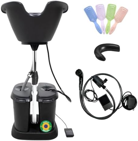 Dompel Portable Shampoo Bowl, Ergonomic and Deep Portable Wash Bowl for Hairstylist and Handicap & Disabled, Seniors, Home Services, Steel Structure, Hair Washing Basin. (Dual-Basin)