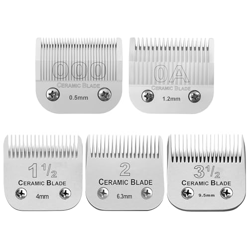 5 Pcs Professional Detachable Replacement Ceramic Blades set,compatible with Andis AGC,BDC,BGC,MBG Series,oster Classic 76/Star-Teq/Power-Teq Clippers