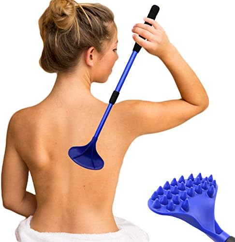 EASACE Back Scratcher for Women Men Extendable with Strong ABS Massage Head, 21inch Body Scratcher for Adults - Pets Compact - Retractable（Blue）