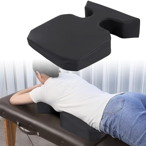 HOMBYS Supportive Breast Pillow for Massage Table, Extra Thick 5" Height Resuable Waterproof Massage Bolster Pillow Cushion for Stomach Sleeper, Beauty Salon SPA Breast Pillow for Sleeping，Black