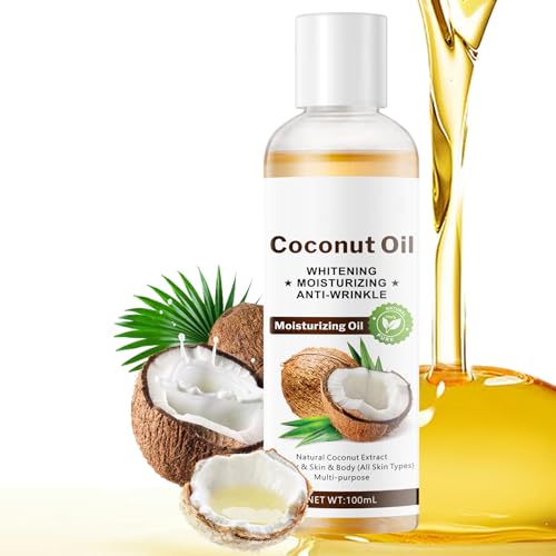 Organic Coconut Oil for Face & Body, Pure Coconut Body Oils for Women Men, After Shower Massage Oils for Date Night, Therapy, Moisturizing Essential Oils for Skin, Damaged Hair, Christmas Gifts
