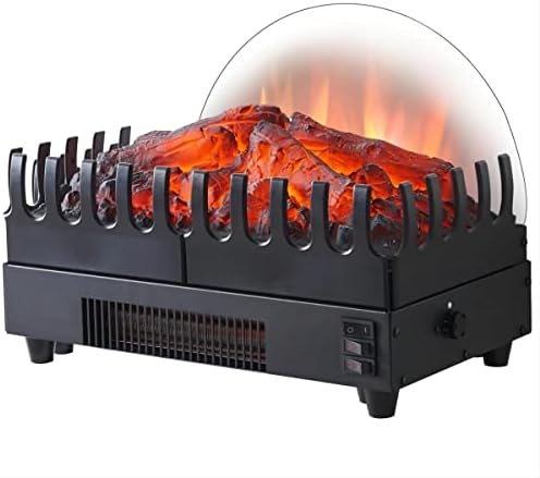 PuraFlame Electric Fireplace Log Heater, 16" Fireplace Inserts with Realistic Ember Bed, Thermostat, 750/1500W, Black