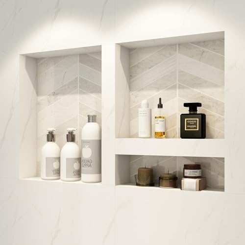 Shower Niche, Shower Niche Ready for Tile32"X20"(16"x20"Single Shelf+16"x20"Double Shelf)Set of Two Organizer,Recessed Shower Shelf Easy Installation and Bonding Friendly,Niche for Bathroom Storage