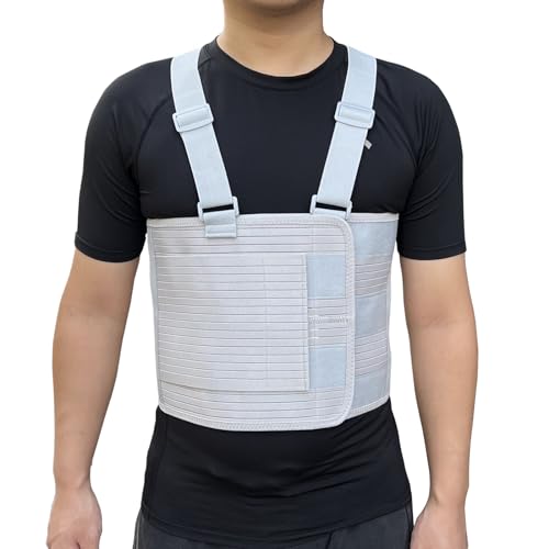 Rib Injury Chest Binder Brace for Cracked Ribs - Elastic Rib Support Belt for Men and Women - Rib Cage Support Belts Chest Compression Wrap for Bruised, Fractured or Dislocated Ribs Protection, Compression Wrap and Chest Support (Small ( Fits 25” - 35” ))