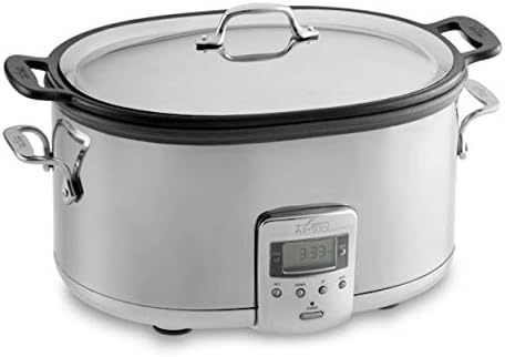 All-Clad Stainless Steel Electric Slow Cooker 7-Quart, Programmable LCD Timer, Aluminum Insert, Slow Cookers, Small Kitchen Appliances, Silver