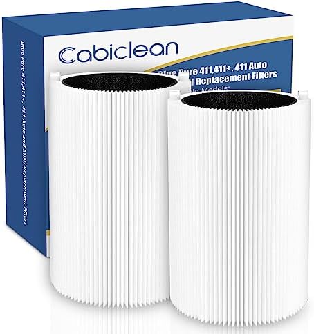 Blue Pure 411 Replacement Filters Compatible with Blueair Blue Pure 411 Genuine, 411+, 411 Auto and MINI Air Purifier, Include 2 Particle and 2 Activated Carbon