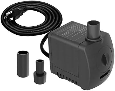 Submersible Pump 150GPH (550 L/H 9.5W) Ultra Quiet with Over Heating Protection 4ft High Lift for Fountains, Hydroponics, Ponds, Aquariums & More…