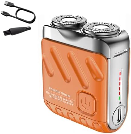 R-12 Luggage Electric Shaver, Mini Portable Beard Shaver, Suitcase Design, USB Rechargeable One-Button Long Lasting for Home Travel (A-Orange)