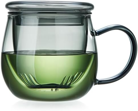 17OZ (500ML) Glass Tea Cup with Infuser and Lid, Large Borosilicate Teacup, Clear Mug for Loose Leaf Tea, Blooming Tea, Tea Bags - Perfect Christmas or Birthday Gift for Women