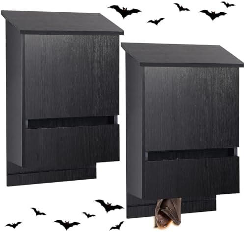 Wenqik 2 Pack Bat House for Outdoor Big Bat Box Large Cedar Wood Bat House for Outside Tree Weatherproof Wooden Bat Shelter Easy to Land and Roost (3 Chamber)