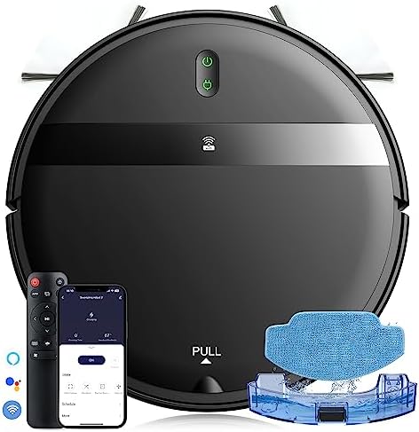 Robot Vacuum and Mop Combo 2300Pa for Pet Hair | Robotic Vacuum Cleaner with WiFi/Alexa/App | Auto Recharge & Tangle-Free | Ultra-Slim Quiet 2.8" for Hard Floors, Low-Pile Rugs
