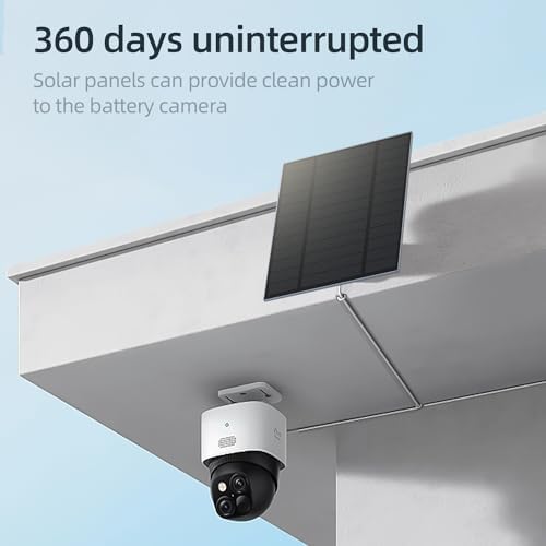 2PC 5W Solar Panel for Security Camera, Solar Panel with Micro USB & USB-C Port for DC 5V Outdoor Rechargeable Battery Camera, IP65 Waterproof, 360° Adjustable Security Mount, 9.8ft Cable