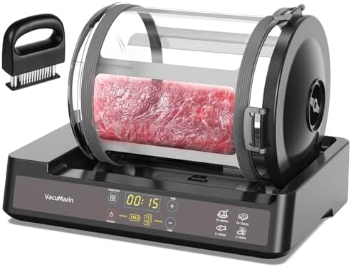 15 Minute Vacuum Tumbler Marinator for Meat Vegetable with Leak Proof Clip and Free Meat Tenderizer