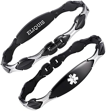 LinnaLove 7 1/2 inch Medical Alert Bracelets for women Stainless Steel Fashion Medical Bracelets Personalized Engraving
