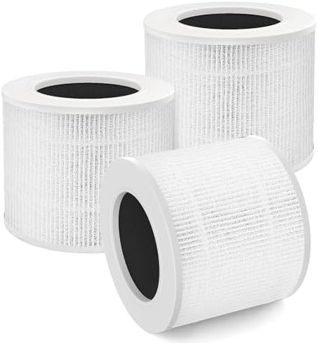 3 Pack H13 True HEPA Replacement Filter for LEVOIT Core Mini Air Purifiers,3-in-1 HEPA, High-Efficiency Activated Carbon