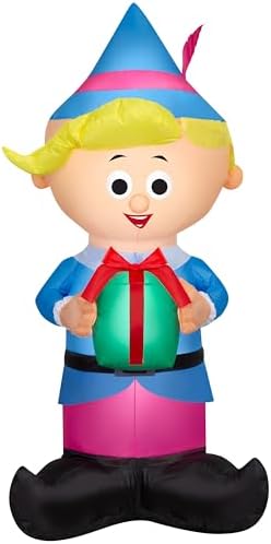 4' Gemmy Airblown Inflatable Christmas Rudolph's Hermey w/Present Yard Decoration 883161
