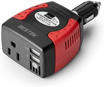 BESTEK 150W Power Inverter 12V to 110V Voltage Converter Car Charger Power Adapter with 3.1A Dual USB Charging Ports