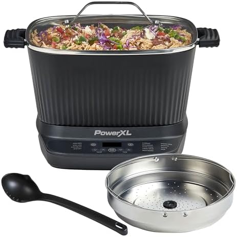 STIRMAX PLUS 7.5 Quart Digital Multi-Cooker with Automatic Paddle to Stir and Shred, 9 in 1 programmable presets to Sauté, Sear, and Brown Food Before Simmering – Accessories & Cookbook Included
