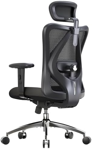 SIHOO M18 Ergonomic Office Chair for Big and Tall People Adjustable Headrest with 2D Armrest Lumbar Support and PU Wheels Swivel Tilt Function Black
