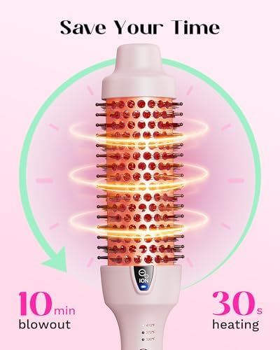 Wavytalk Thermal Brush, 1.5 Inch Negative Ion Blowout Express Thermal Round Brush Creates Salon-Quality Blowouts, lonic Frizz Reduction Makes Hair Shinier & Smoother (Millennial Pink)