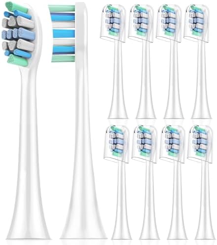 Replacement Toothbrush Heads for Philips Sonicare：10 Pack Soft Replacement Electric Brush Head Compatible with Phillips Sonicare Snap-on System