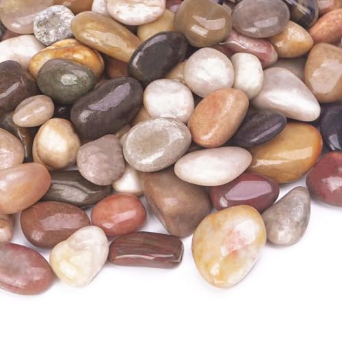 15 lbs River Rocks for Plants, 1-1/2 inch Decorative Garden Rocks Outdoor Landscaping, Large Polished Natural Stone for Walkways, Yard, Vases, Crafts