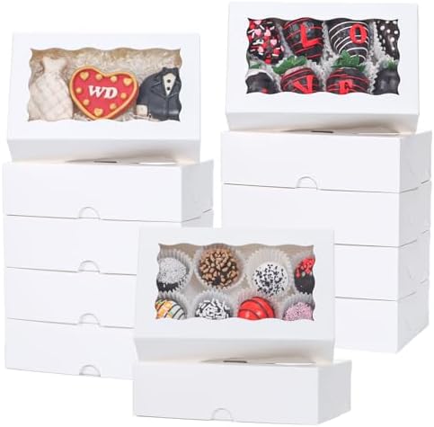 25pcs 7x4.3x2 Inches White Chocolate Covered Strawberries Cookies Cakesickle Chocolate Truffle Treat Cake Pop Bakery Boxes for Christmas Valentine's