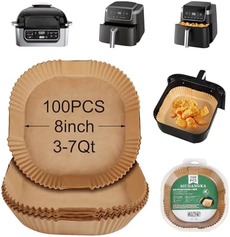 100 Pcs Non-Stick Disposable Parchment Paper Pads Air Fryer Liners Compatible with Ninja AG301 Indoor Grill Air Fryer