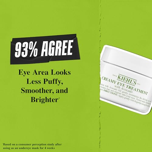 Kiehl's Avocado Eye Treatment, Nourishing and Hydrating Eye Cream, Avocado Oil and Caffeine to Energize and Invigorate Skin, Tired Eyes, 99% Naturally Derived Formula