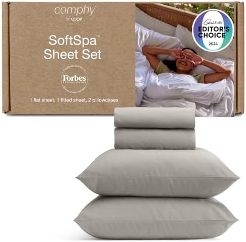 Coop Home Goods Comphy SoftSpa Bed Sheet Set of 4 Pieces, Dove Grey King, Super Soft King Sheets, Flat and Fitted, Luxury Spa and Hotel Quality Bed Sheets and Pillowcase Set