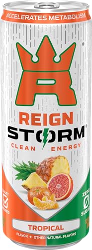 REIGN Storm, Tropical, Fitness & Wellness Energy Drink, 12 Fl Oz (Pack of 12)