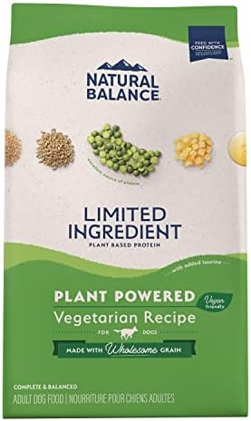 Natural Balance Limited Ingredient Adult Dry Dog Food with Vegan Plant Based Protein and Healthy Grains, Vegetarian Recipe, 4 Pound (Pack of 1)