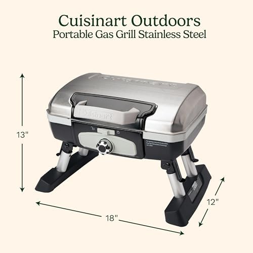 Cuisinart CGG-180TS Petit Gourmet Portable Tabletop Gas Grill, Stainless Steel