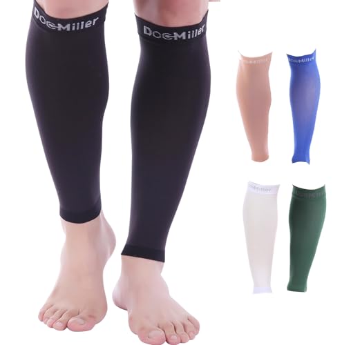 Doc Miller Calf Compression Sleeve – Footless Socks for Women & Men, 30-40mmHg Medical Design, Compression Shin Sleeves, Leg Cramp Relief, Varicose Veins, Knee High Stockings, 1 Pair