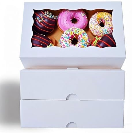 20PCS 7x4⅜x1½ nch Cookie Boxes with Window for Chocolate Truffle,Orec,Pastry Boxes Dount,Browine, Soap&Bakery Treat Boxes for Party Favors Wedding Christmas Valentine's