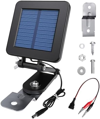 6V Solar Panel for Deer Feeder, Efficient Solar Panel Charger w/Adjustable Mounting Bracket & Alligator Clips, Compatible with Game Feeder Timer & 6V Rechargeable Batteries