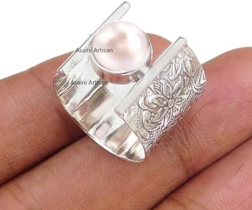 Timeless Elegance: 7MM Round Gemstone Pure 925 Sterling Silver Gift Floral Engraved Ring for Every Occasion