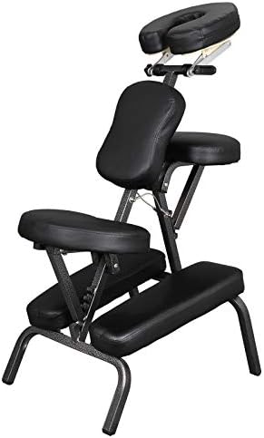 ZENY Portable Massage Chair, Tattoo Spa Therapy Chair, Adjustable, Black, PU Leather, Aluminum, Modern Style, 23"L x 18"W x 42"H, 250 Lbs Weight Capacity, Relaxing