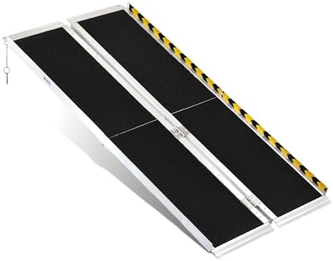 6FT Portable Wheelchair Ramp, Non-Slip Aluminum Folding Handicap Ramp, 600 LBS Capacity Door Threshold Ramps for Home Steps, Scooter Ramp for Car, Doorways, Curbs, Stairs, Cart, Wheel Chair Steps