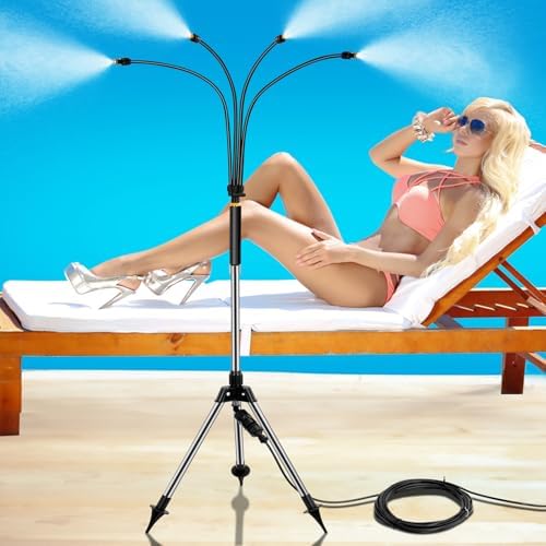 Standing Misters for Outside Patio, Adjustable 4.1FT Misting Cooling System with 26.2FT Water Supply Line, Portable Outdoor Mist Hose for Backyard, Garden, Pool, Tanning, BBQ, and Kids Pet Playing