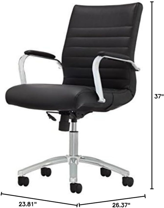 Realspace® Modern Comfort Series Winsley Bonded Leather Mid-Back Chair, Black
