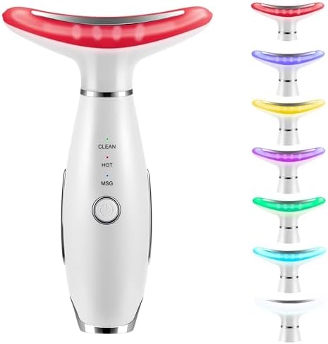 7 Color True Beauty Glow Facial Massager, Red-Light-Therapy Wand for Facial Skin Care, Vibrating Massager for Face and Neck, Galvanic Facial Machine, Lymphatic Drainage Massager Face