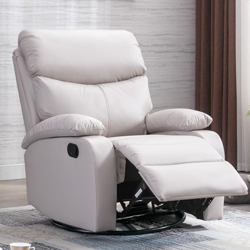 Swivel Rocker Recliner Chair for Adults, Rocking Small Recliner Chairs for Small Spaces, Glider Chairs Recliner Lazyboy Single Sofa for Nursery, Living Room, RV, Beige
